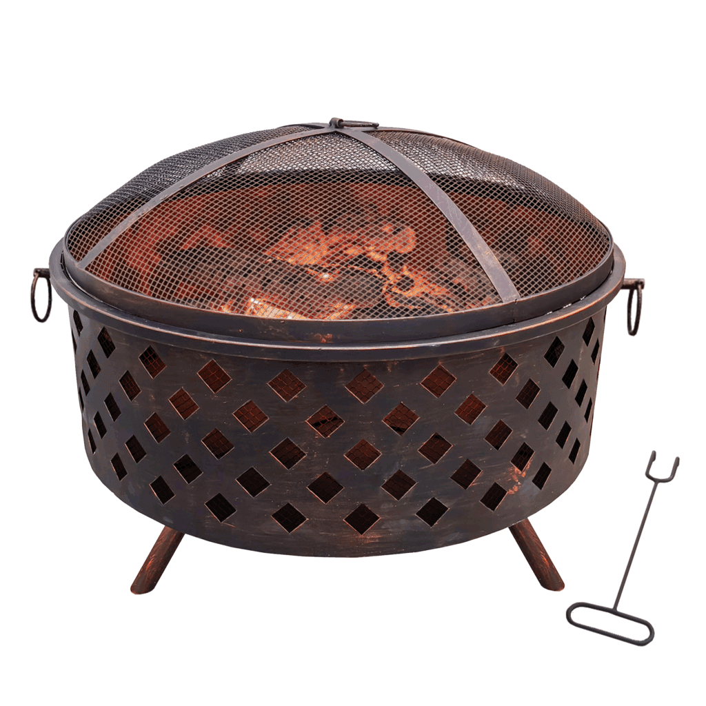 Bronze Style Fire Pit With BBQ Grill 5029936998095 2